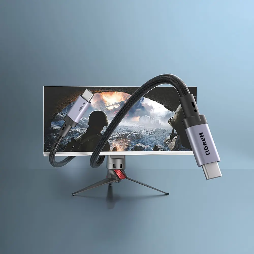 Qgeem QG03 Type-C to Type-C Kablo, 240W PD ve 8K@60Hz, 2 m