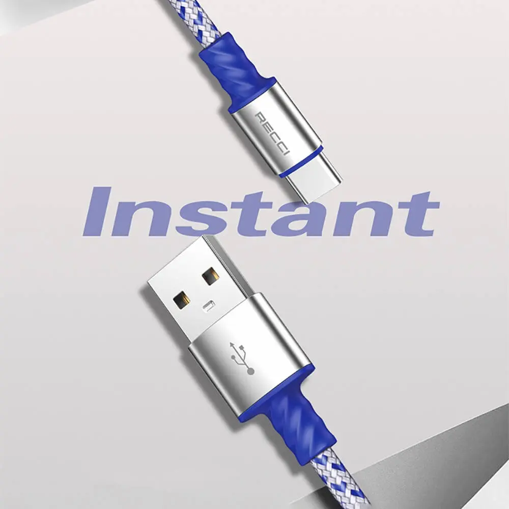 Recci RTC-N33C Instant USB-A to Type-C Şarj ve Data Kablosu, 2 m