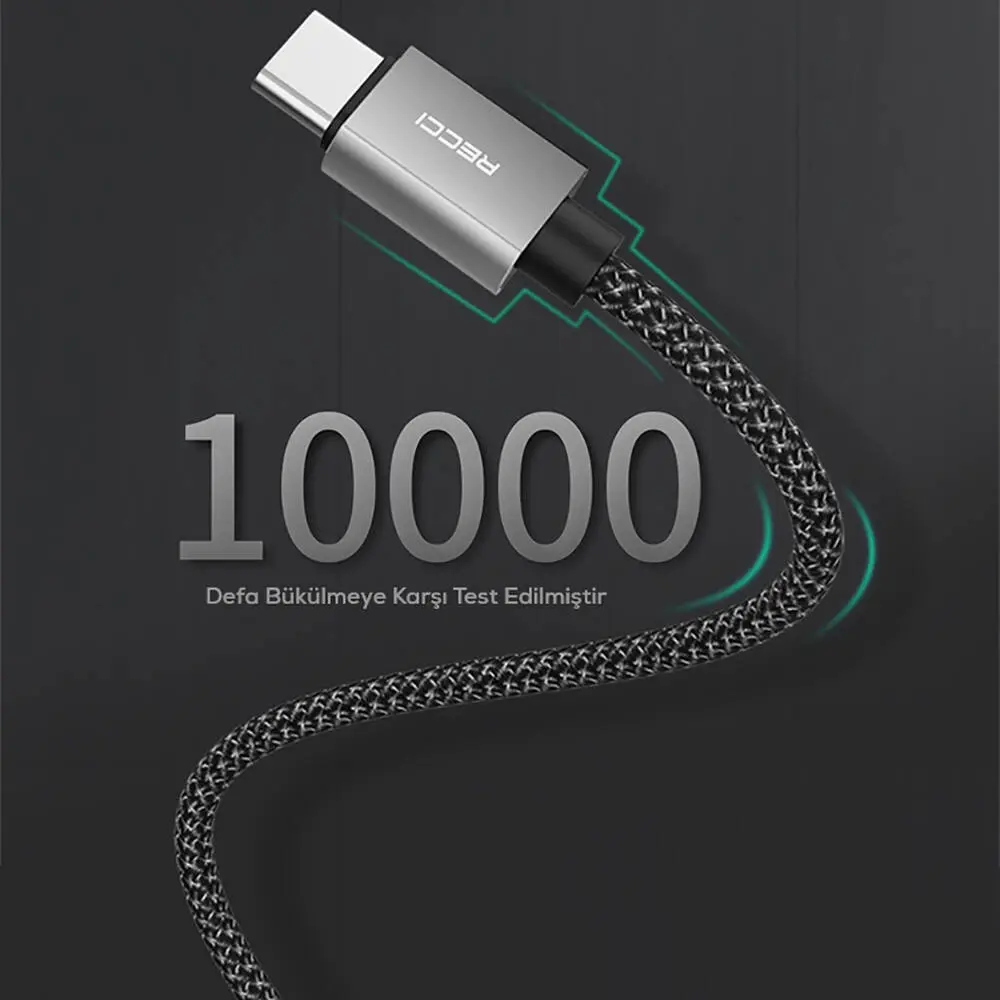 Recci RTC-P08CC Type-C to Type-C PD 100W 5A Hızlı Şarj ve Data Kablosu 1.5 m
