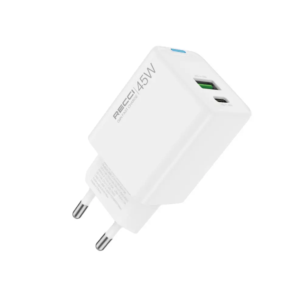 Recci RC108E GaN 45W Hızlı Şarj Adaptörü ve Type-C Kablo Seti
