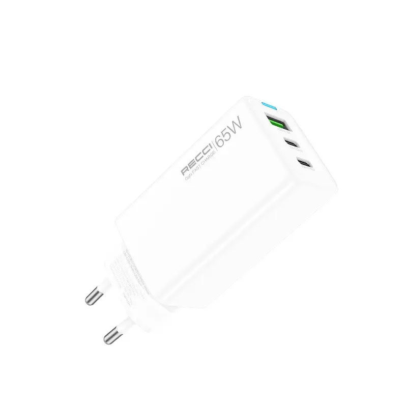 Recci RC109E 65W GaN Hızlı Şarj Adaptörü - Type-C PD & USB-A