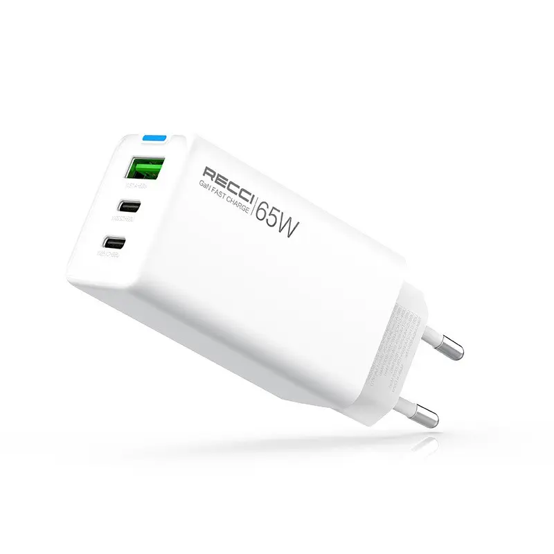 Recci RC109E 65W GaN Hızlı Şarj Adaptörü - Type-C PD & USB-A