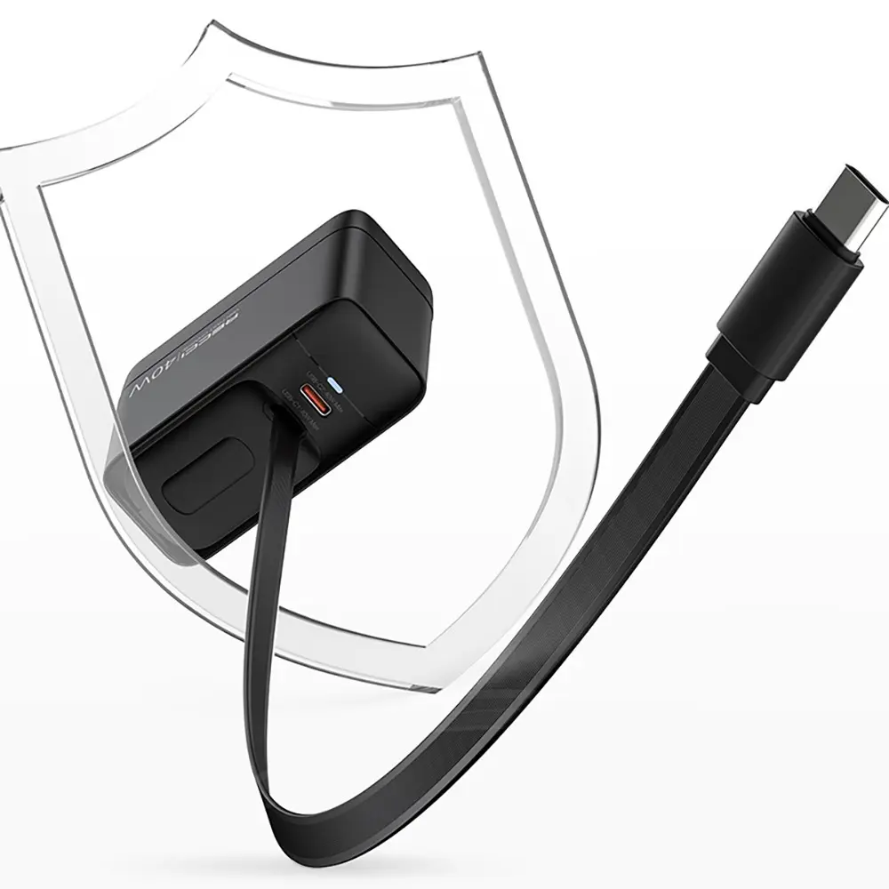Recci RC102E GaN 40W Hızlı Şarj Adaptörü, Çift USB-C ve Entegre Kablo