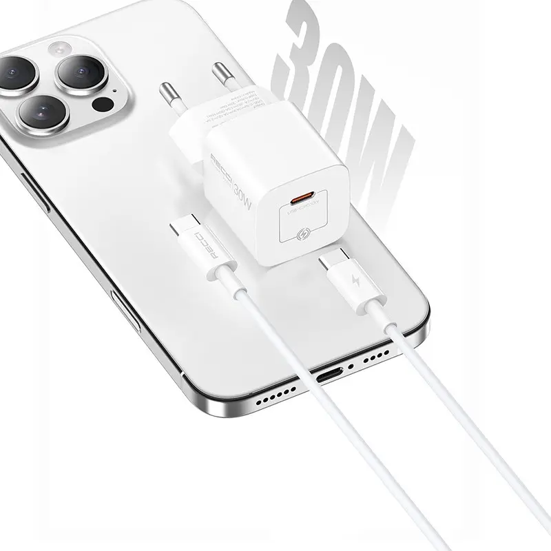 Recci RC77E GaN 30W USB-C PD Şarj Adaptörü ve Type-C Kablo Seti