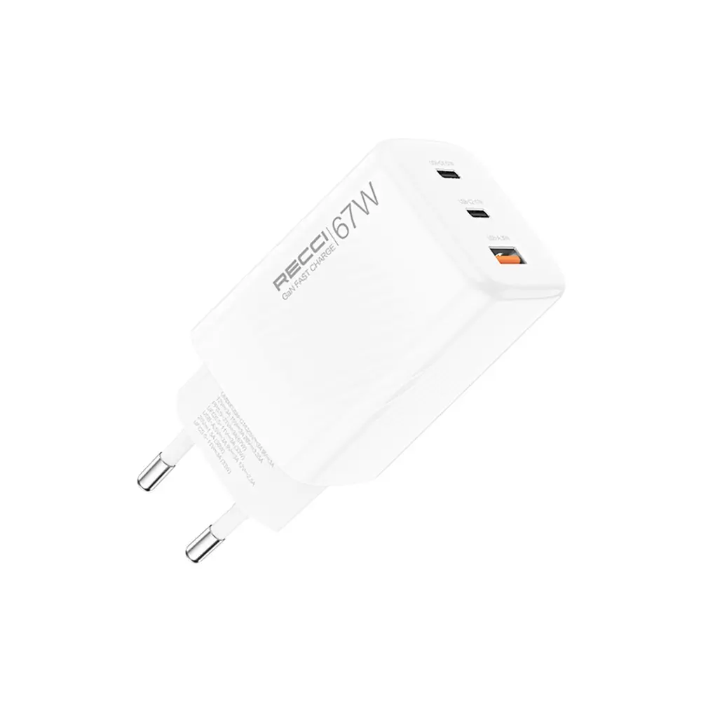 Recci RC85E GaN 67W Hızlı Şarj Adaptörü ve USB-C Kablo Seti