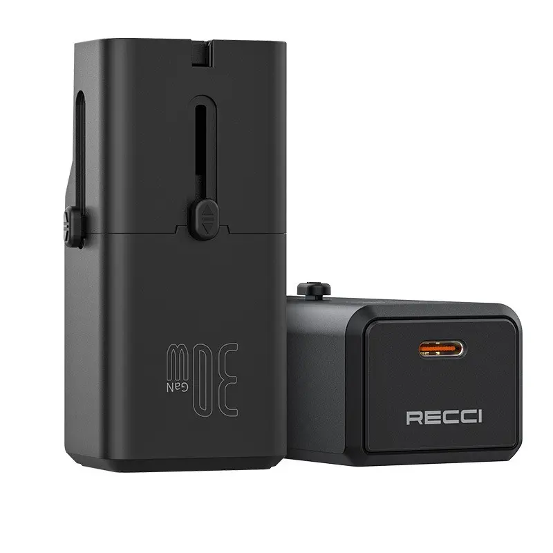 Recci RCG-P07 30W Çoklu Seyahat Şarj Adaptörü, US/UK/EU/AU Uyumlu