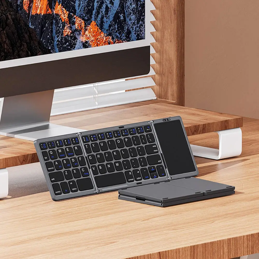 Recci RCS-K01 Katlanabilir Kablosuz Touchpad Klavye, 3 Cihaz Bağlantısı