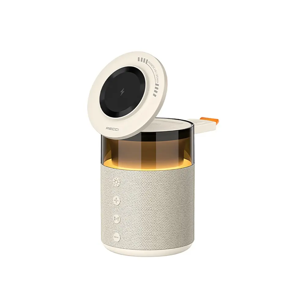 Recci RCW-51 Kablosuz Şarj Standı, Ambiyans Işıklı ve Bluetooth Hoparlörlü