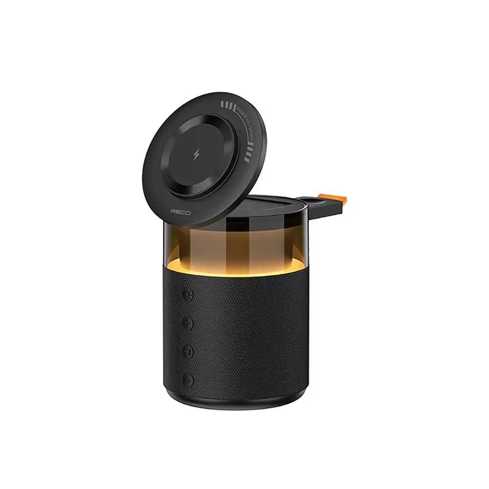 Recci RCW-51 Kablosuz Şarj Standı, Ambiyans Işıklı ve Bluetooth Hoparlörlü
