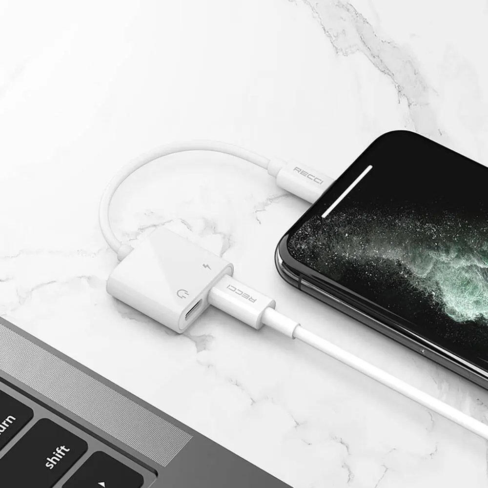 Recci RDS-A01 Lightning 2'si 1 Arada Şarj ve Ses Adaptörü