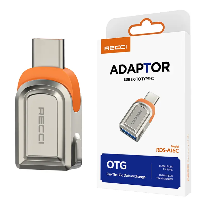 Recci RDS-A16C USB 3.0 to Type-C OTG Dönüştürücü Adaptör