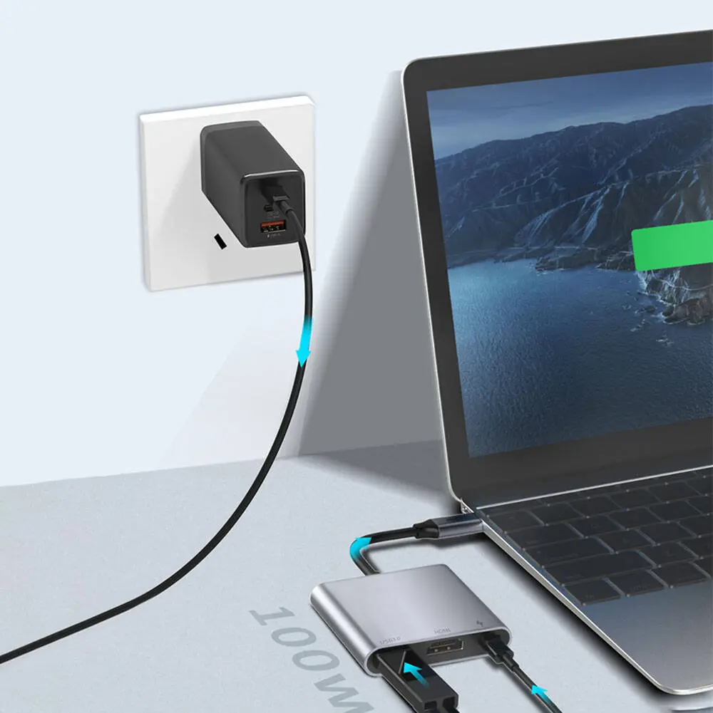 Recci RH05 3'ü 1 Arada Type-C Hub, PD 100W ve HDMI 4K