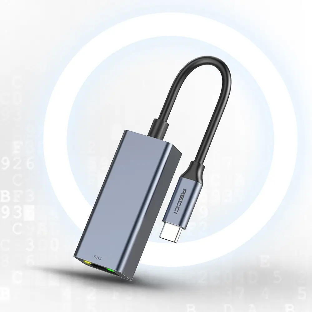 Recci RH10 RJ45 to Type-C Ethernet Dönüştürücü Kablo, 100 Mbps