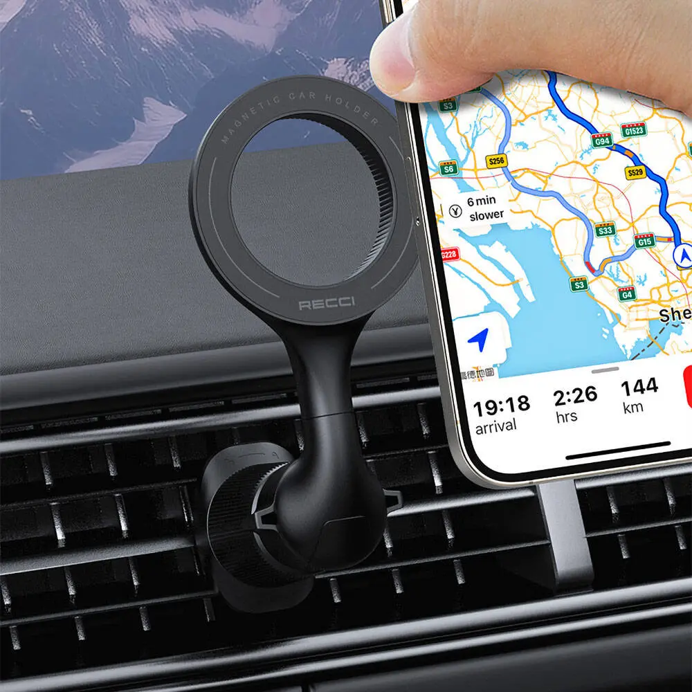 Recci RHO-C42 MagSafe Manyetik 360° Dönebilen Havalandırma Tipi Araç Telefon Tutucu