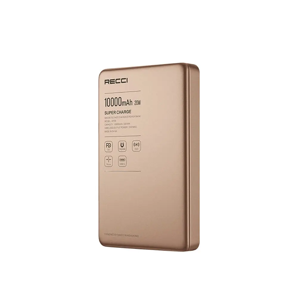 Recci RP35 10000mAh PD 20W Kablosuz Şarjlı Powerbank, LED Göstergeli