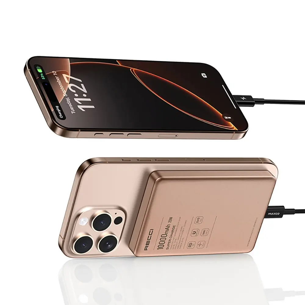 Recci RP35 10000mAh PD 20W Kablosuz Şarjlı Powerbank, LED Göstergeli