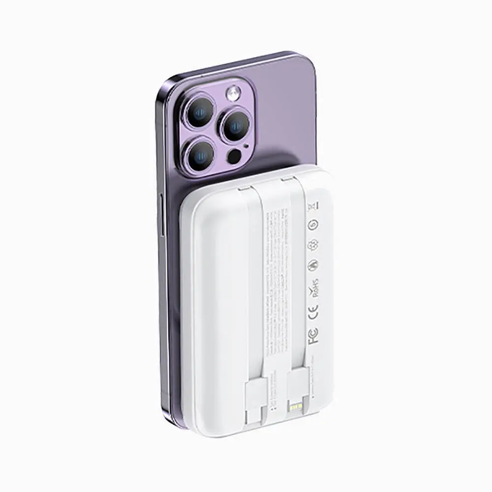 Recci RPB-W10 Polaris 10000mAh Kablosuz Powerbank, 22.5W ve Çift Kablo