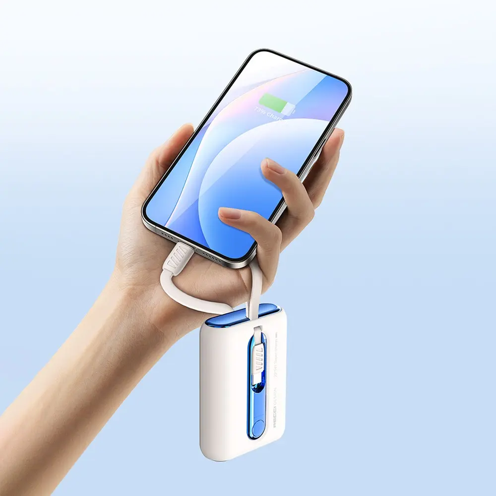 Recci RPB-P12 Type-C Kablolu Powerbank, 9000mAh ve 22.5W