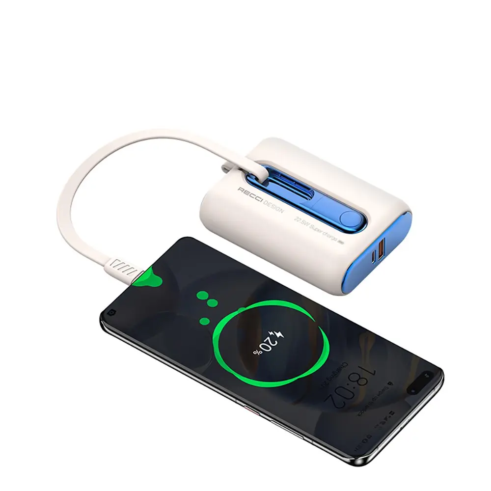 Recci RPB-P12 Type-C Kablolu Powerbank, 9000mAh ve 22.5W