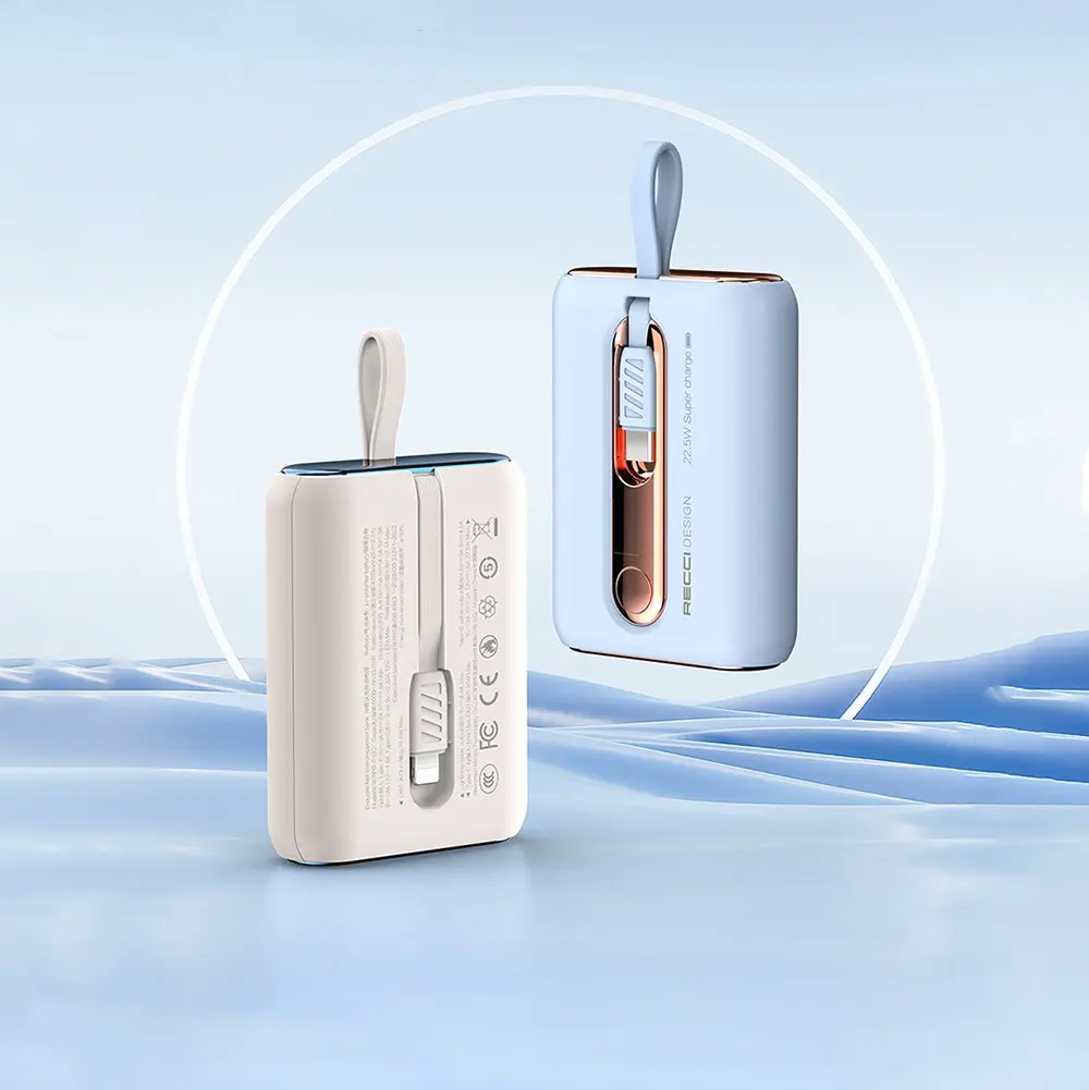 Recci RPB-P12 Type-C Kablolu Powerbank, 9000mAh ve 22.5W