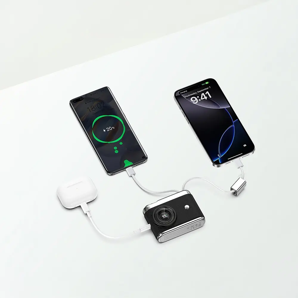 Recci RPB-P66 10.000mAh Kablolu Powerbank, PD 20W ve Dijital Göstergeli