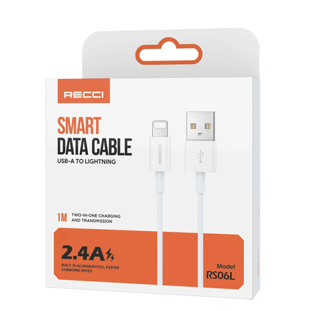 Recci RS06L USB-A to Lightning Şarj ve Data Kablosu, 1 m