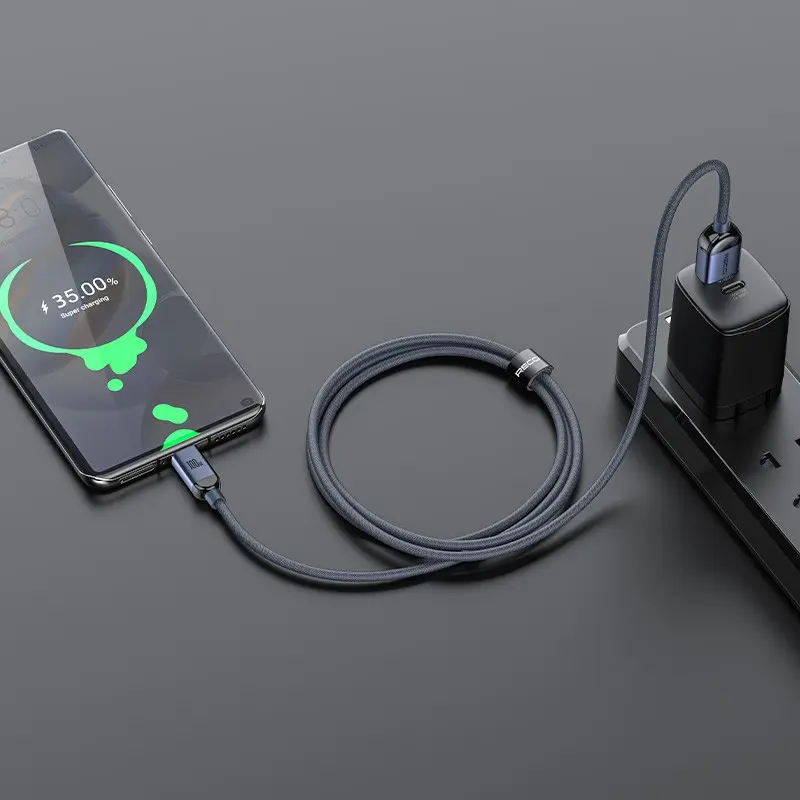 Recci RS09C Crystal Serisi USB-A to Type-C Şarj Kablosu, 100W, 1.2 m