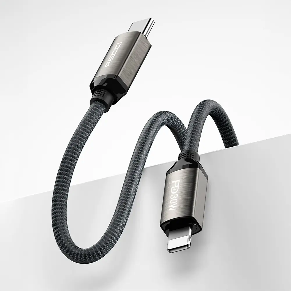 Recci RS35CL Type-C to Lightning PD 30W Örgülü Şarj Kablosu, 1 m