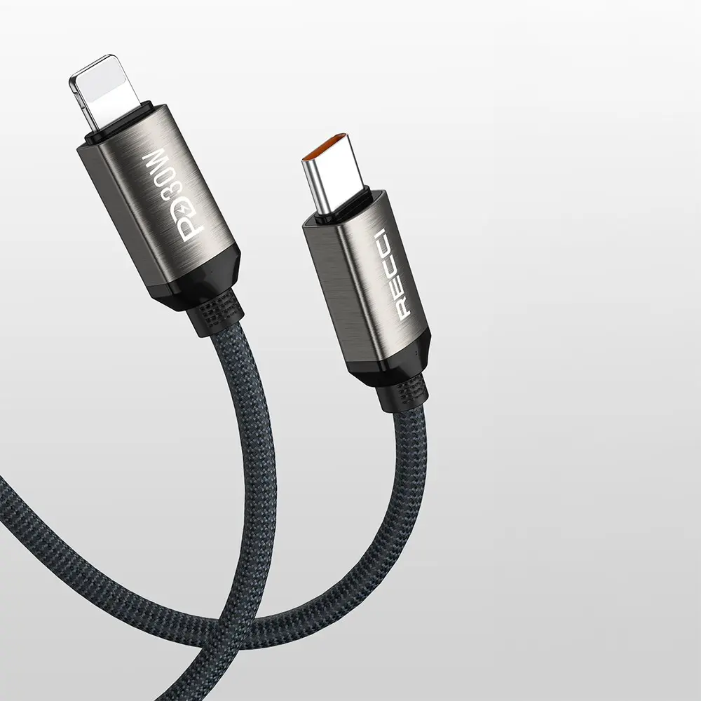 Recci RS35CL Type-C to Lightning PD 30W Örgülü Şarj Kablosu, 1 m