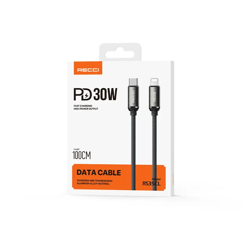 Recci RS35CL Type-C to Lightning PD 30W Örgülü Şarj Kablosu, 1 m