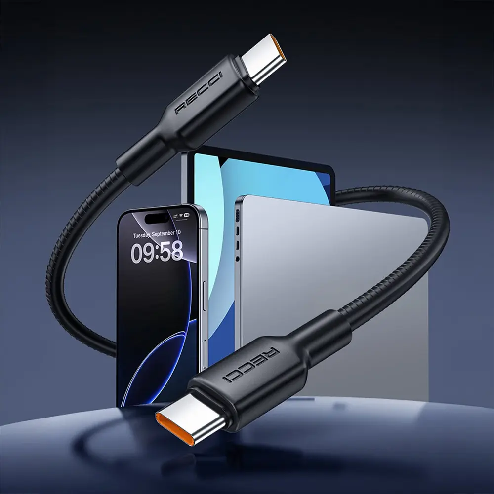 Recci RS46C USB-A to Type-C Şarj ve Data Kablosu, 100W 1.2 m