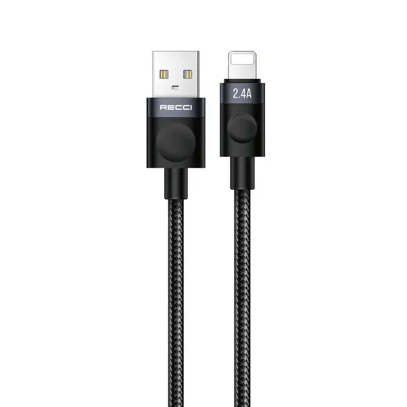 Recci RS50L USB-A to Lightning Örgü Şarj ve Data Kablosu, 1 m