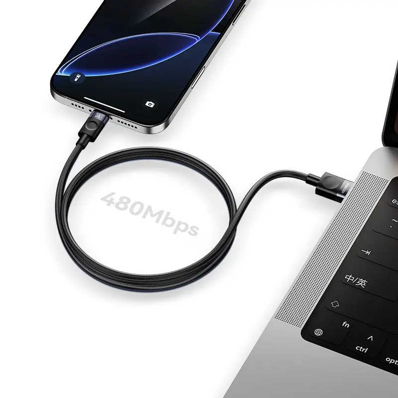 Recci RS50L USB-A to Lightning Örgü Şarj ve Data Kablosu, 1 m