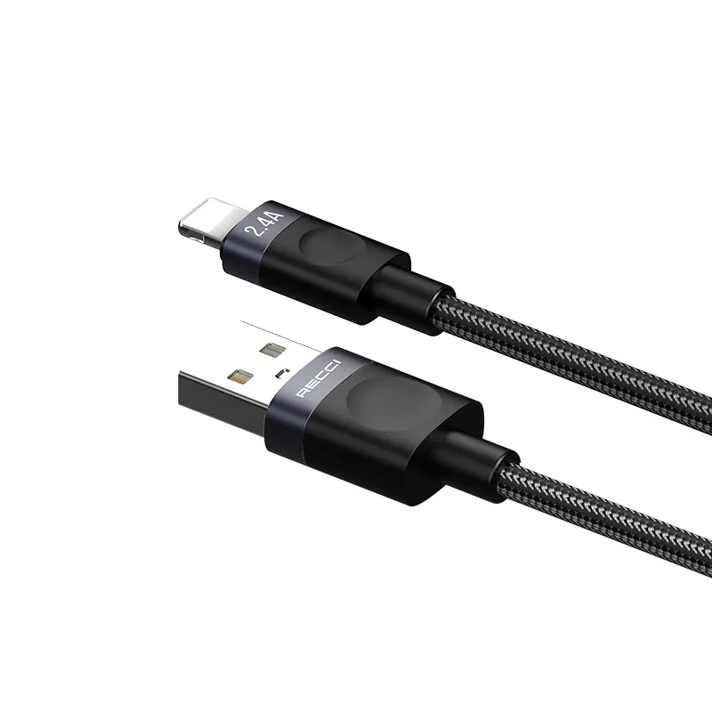 Recci RS50L USB-A to Lightning Örgü Şarj ve Data Kablosu, 1 m
