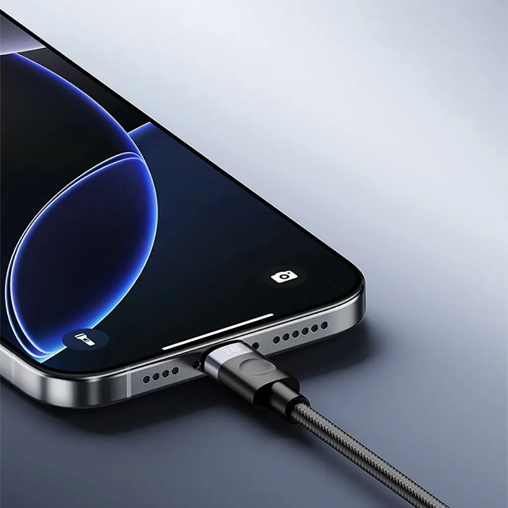 Recci RS50L USB-A to Lightning Örgü Şarj ve Data Kablosu, 1 m