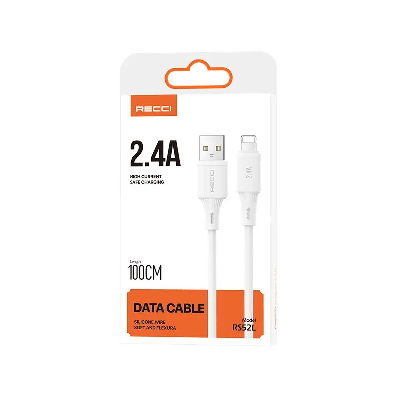 Recci RS52L USB-A to Lightning Şarj ve Data Kablosu, 2.4A, 1 m