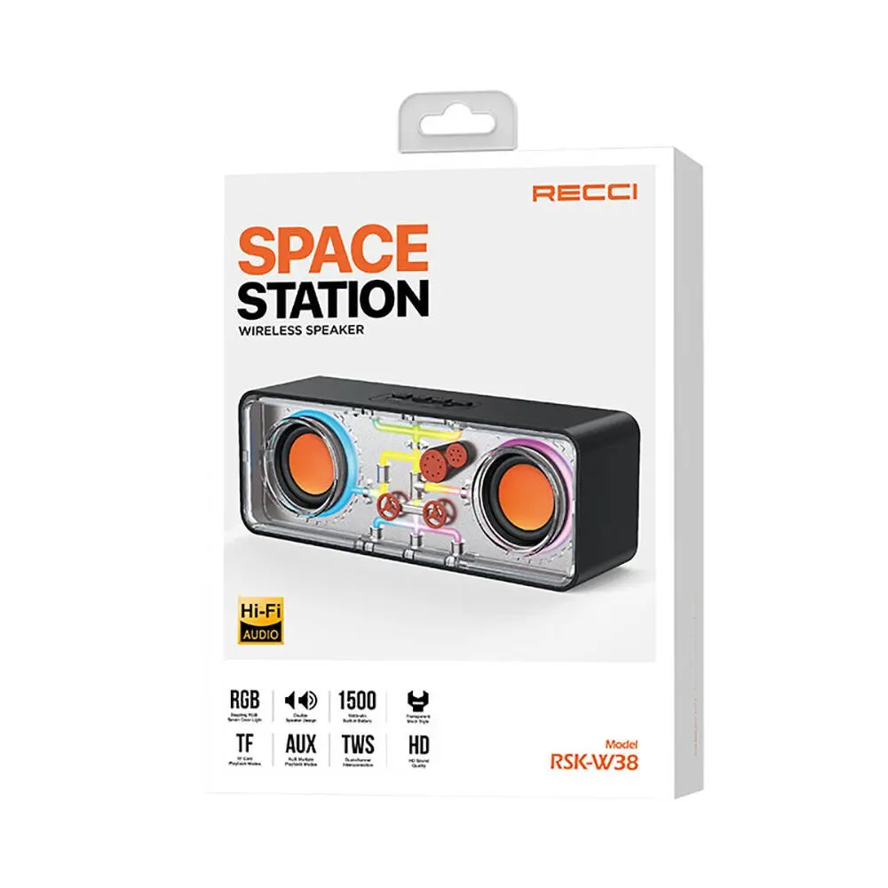 Recci RSK-W38 Space Station Bluetooth Hoparlör, RGB Işıklı ve FM Radyolu