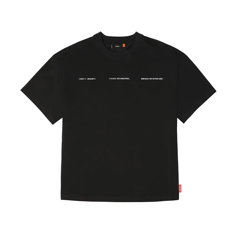 Skinarma Cypher Kısa Kollu Oversize Unisex Bisiklet Yaka Siyah Tişört