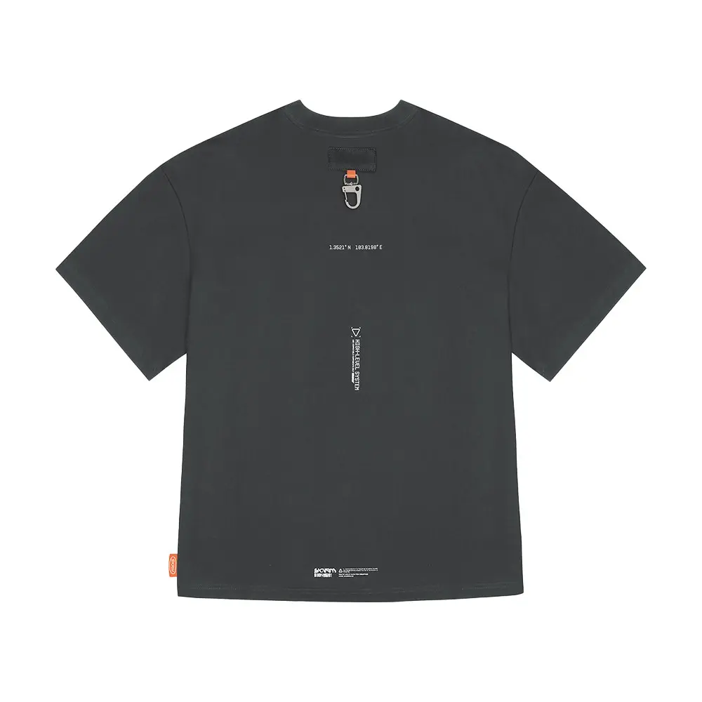 Skinarma Glitch Kısa Kollu Oversize Unisex Bisiklet Yaka Gri Tişört