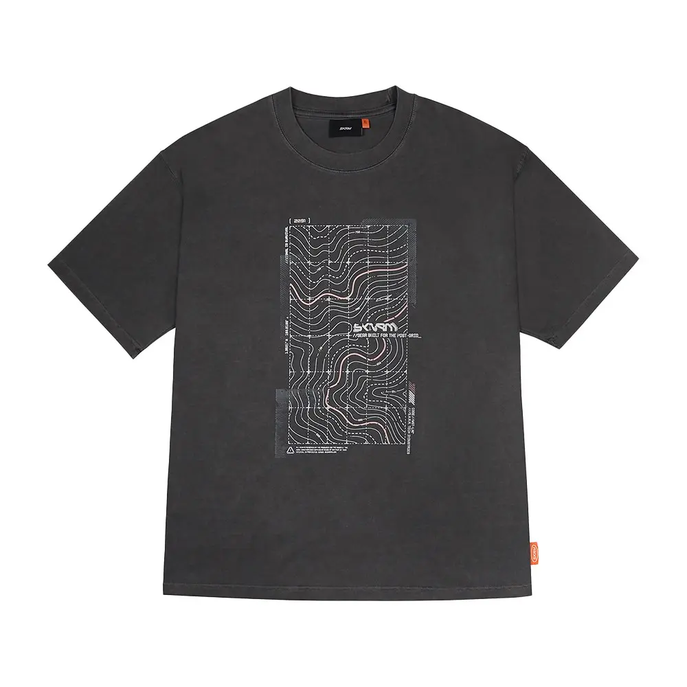 Skinarma Sonar Kısa Kollu Oversize Unisex Bisiklet Yaka Gri Tişört