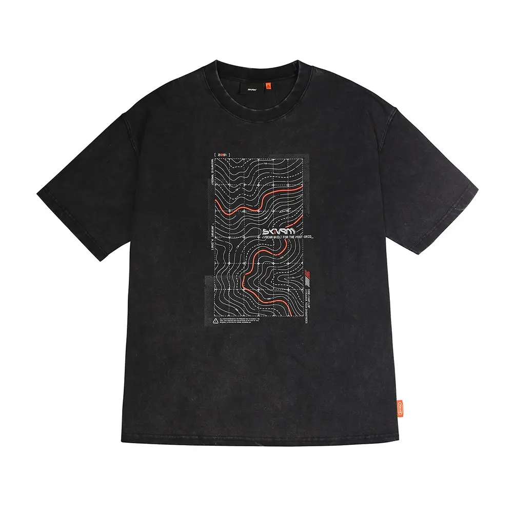 Skinarma Sonar Kısa Kollu Oversize Unisex Bisiklet Yaka Siyah Tişört