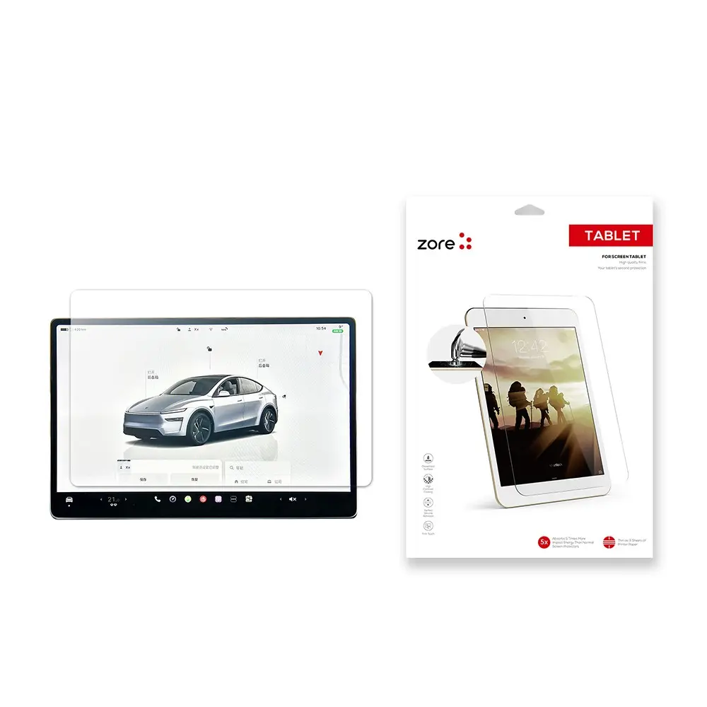Tesla Model Y Multimedya Ekran Koruyucu, 2in1 Nano Temperli Cam - Zore