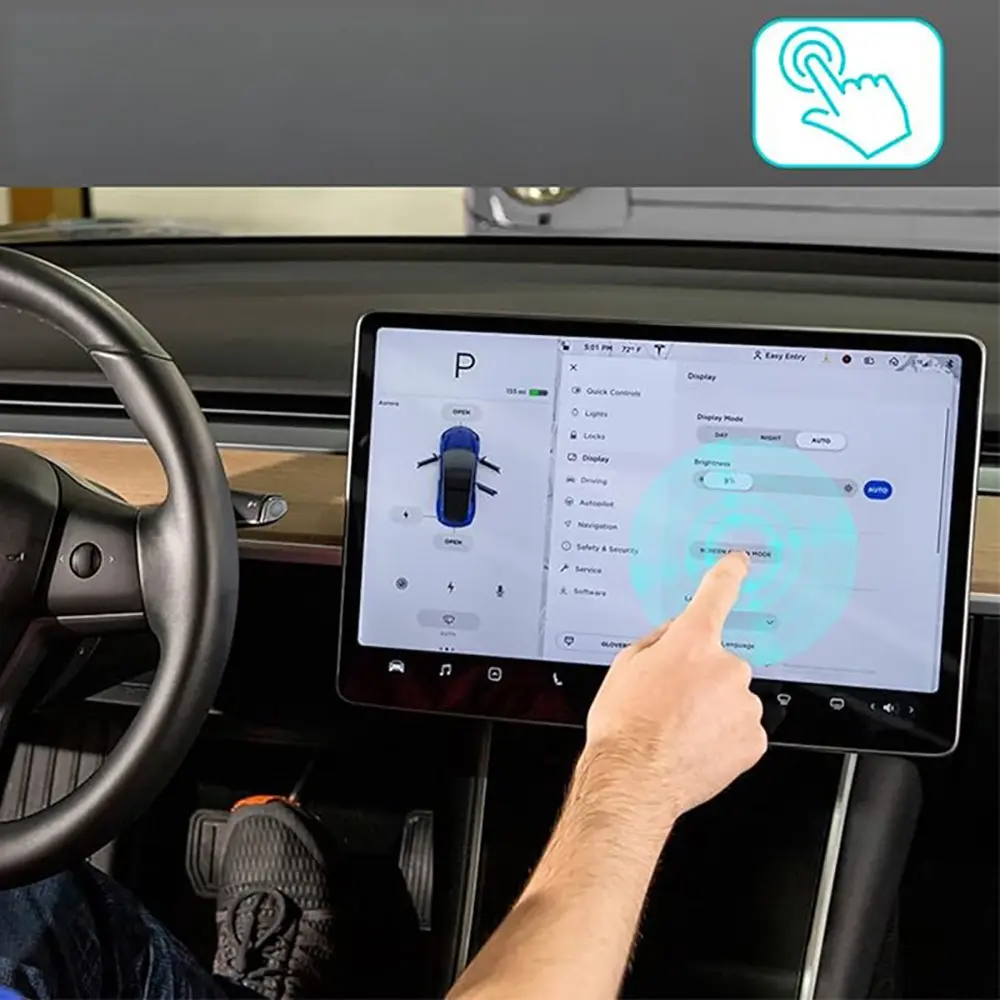 Tesla Yeni Model Y Multimedya Ekran Koruyucu, 2in1 Temperli Cam - Zore Premium