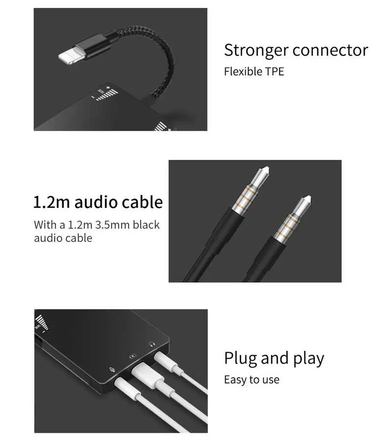 Wiwu 3 in 1 Lightning Ses Adaptörü, 2x 3.5 mm Girişli