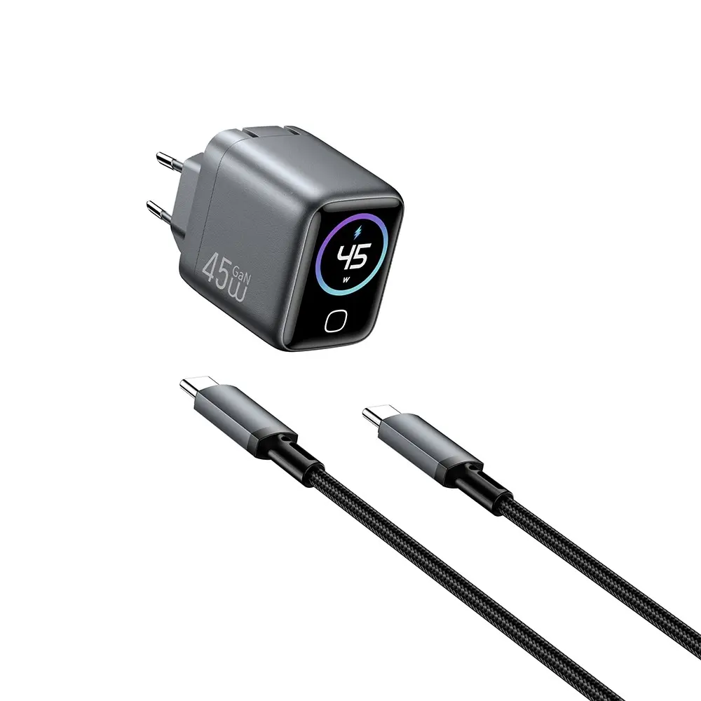 Wiwu CHG500 Voyager GaN 45W PD/QC TFT Göstergeli Hızlı Şarj Adaptörü