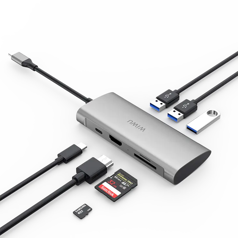 Wiwu Alpha 731HP Type-C Hub, USB 3.0 ve HDMI Çıkışlı