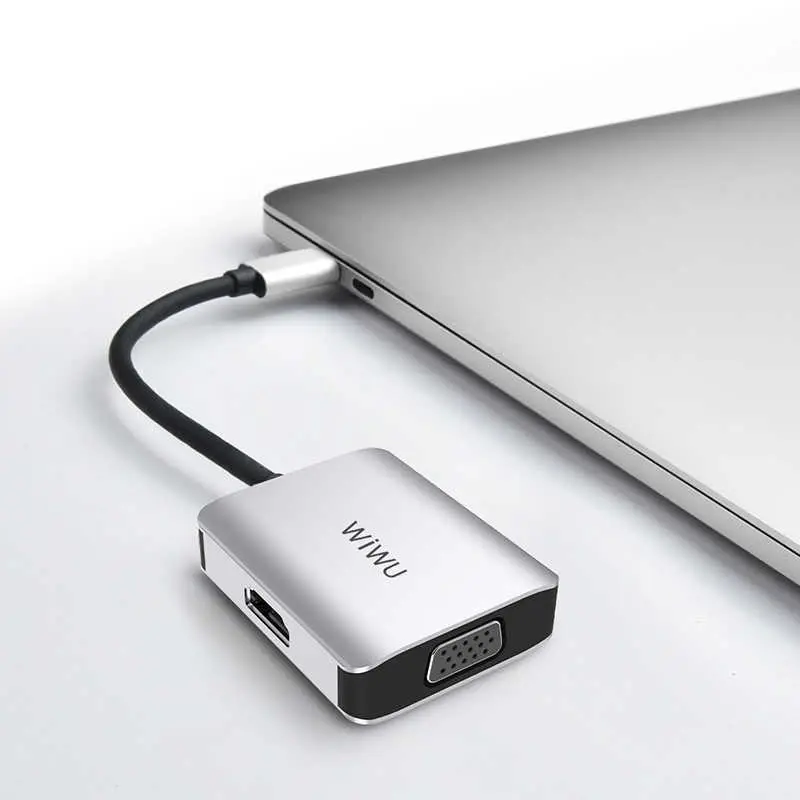 Wiwu Alpha A20VH Type-C Hub, VGA ve HDMI Çıkışlı, 4K 30 Hz