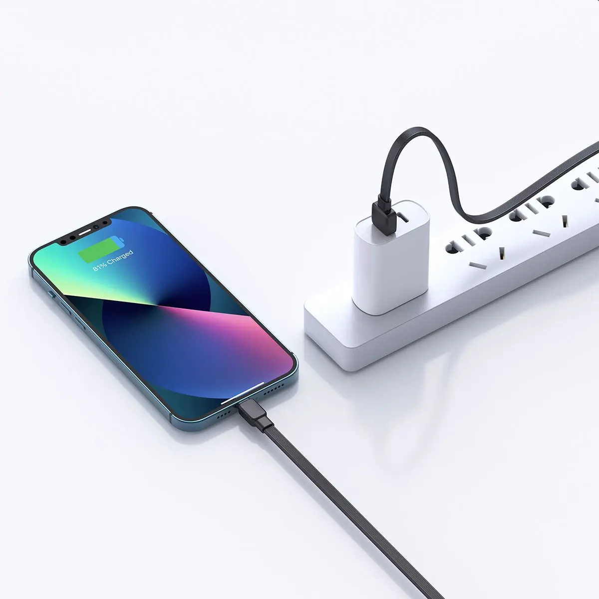 Wiwu Bravo Wİ-C003 USB-A to Lightning Şarj Kablosu, 1 m Yassı Tasarım