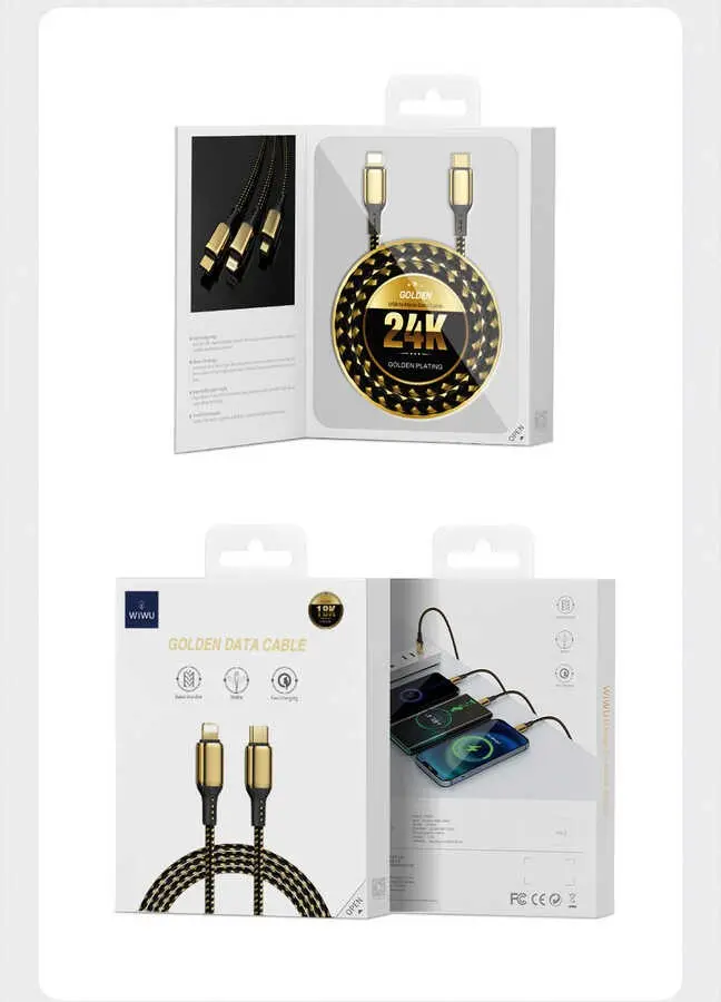 Wiwu Golden Series GD-103 Lightning to PD Şarj ve Data Kablosu, 2 m