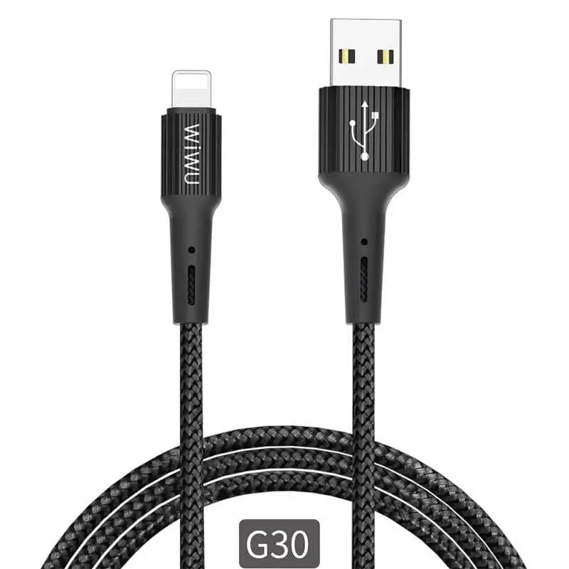Wiwu G30 Gear Lightning Şarj ve Data Kablosu, 1.2 m Naylon Örgülü